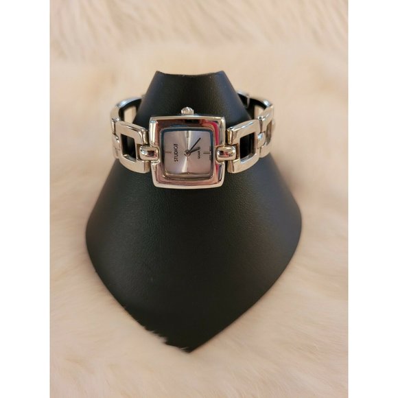 Womens Studio Square Link Watch Quartz Silver Tone Metal Geometric 8951 - Picture 1 of 7